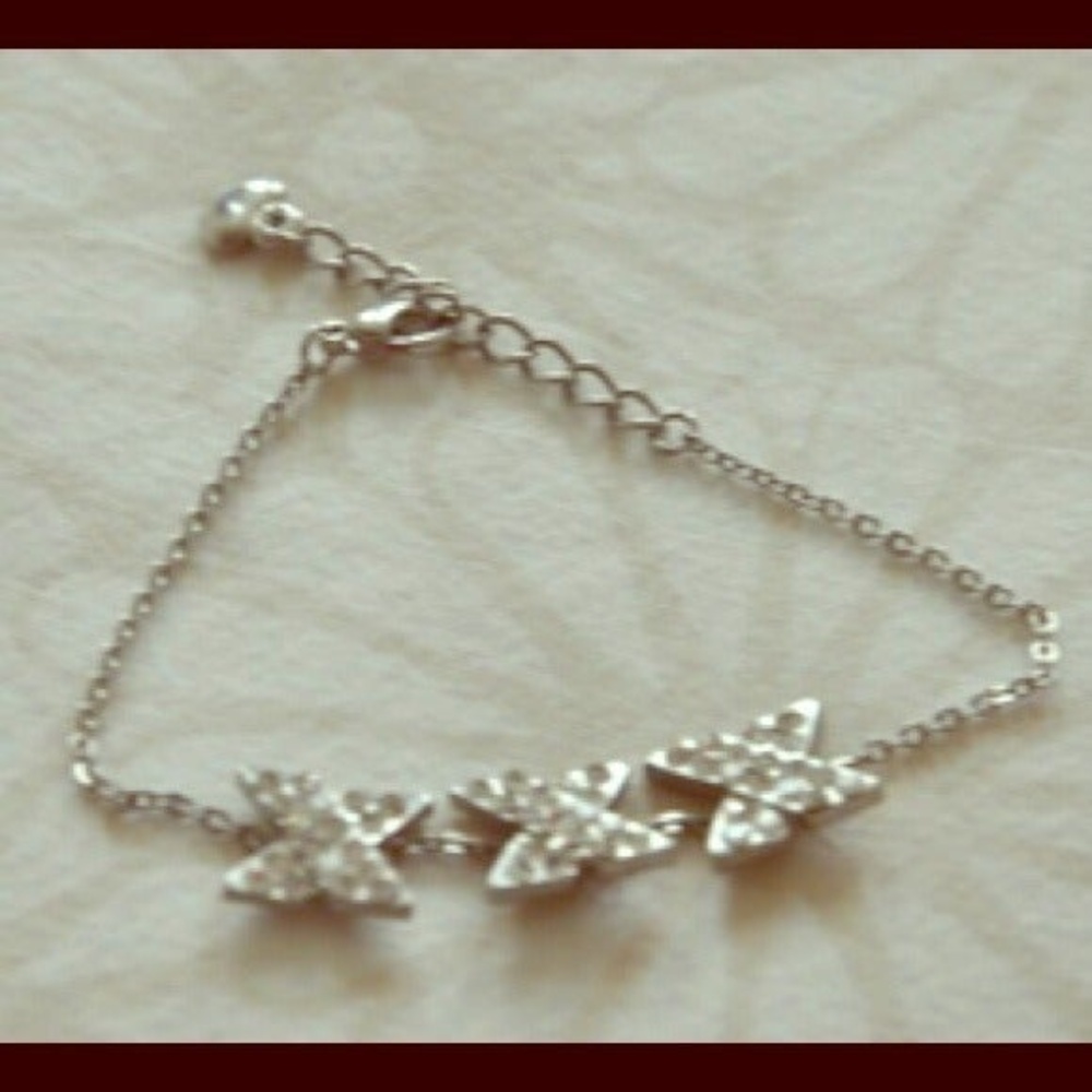 XXX silver bracelet with rhinestones